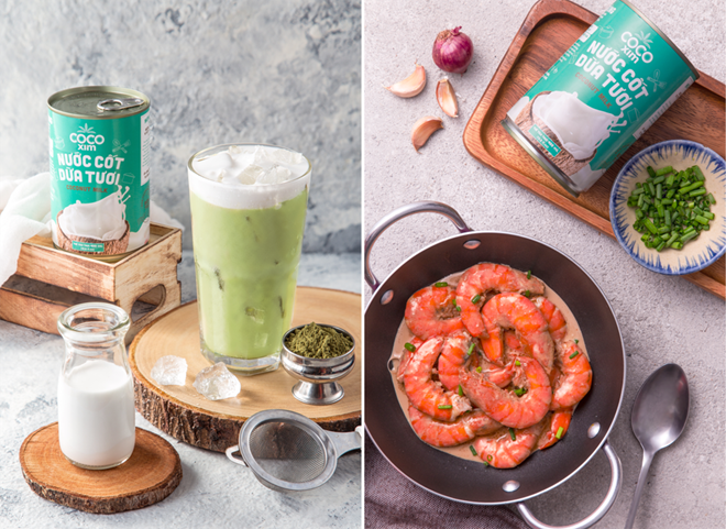 Nước cốt dừa tươi Cocoxim kh&ocirc;ng c&oacute; cholesterol, kh&ocirc;ng chất bảo quản, kh&ocirc;ng chất tạo m&agrave;u n&ecirc;n an to&agrave;n cho người sử dụng